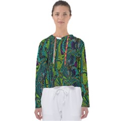 Jungle Print Green Abstract Pattern Women s Slouchy Sweat by SpinnyChairDesigns