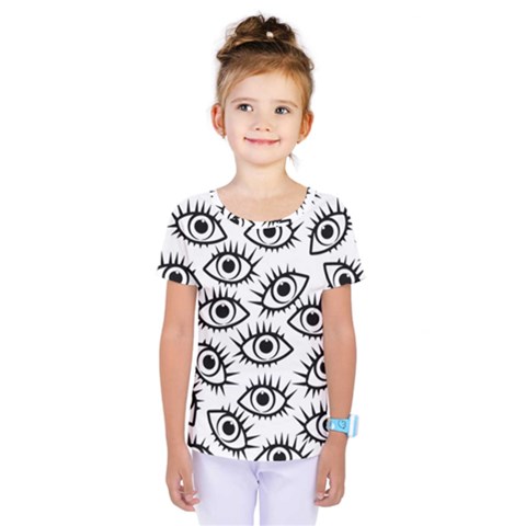 Black And White Cartoon Eyeballs Kids  One Piece Tee by SpinnyChairDesigns