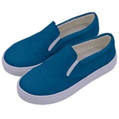 Mosaic Blue Pantone Solid Color Kids  Canvas Slip Ons by FlagGallery