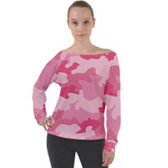 Camo Pink Off Shoulder Long Sleeve Velour Top by MooMoosMumma