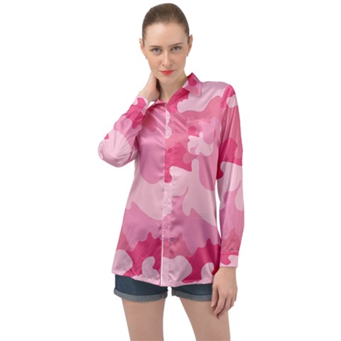 Camo Pink Long Sleeve Satin Shirt by MooMoosMumma