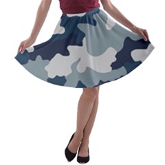 Camo Blue A-line Skater Skirt by MooMoosMumma