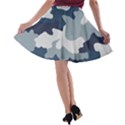 Camo Blue A-line Skater Skirt View2