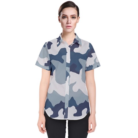 Camo Blue Women s Short Sleeve Shirt by MooMoosMumma