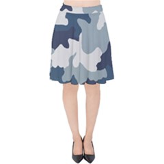 Camo Blue Velvet High Waist Skirt by MooMoosMumma