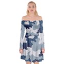 Camo Blue Off Shoulder Skater Dress View1