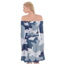 Camo Blue Off Shoulder Skater Dress View2