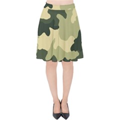 Camo Green Velvet High Waist Skirt by MooMoosMumma