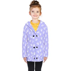 Animal Cat Dog Paw Prints Pattern Kids  Double Breasted Button Coat by SpinnyChairDesigns