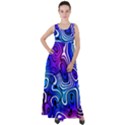 Blue Purple Abstract Stripes Empire Waist Velour Maxi Dress View1