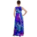 Blue Purple Abstract Stripes Empire Waist Velour Maxi Dress View2