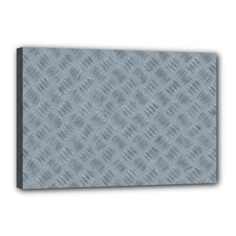 Grey Diamond Plate Metal Texture Canvas 18  X 12  (stretched) by SpinnyChairDesigns