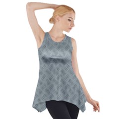 Grey Diamond Plate Metal Texture Side Drop Tank Tunic by SpinnyChairDesigns