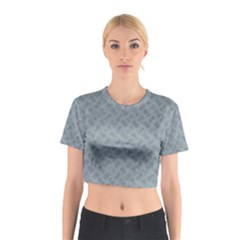 Grey Diamond Plate Metal Texture Cotton Crop Top by SpinnyChairDesigns