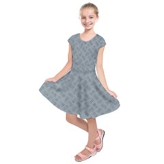 Grey Diamond Plate Metal Texture Kids  Short Sleeve Dress by SpinnyChairDesigns