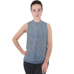 Grey Diamond Plate Metal Texture Mock Neck Chiffon Sleeveless Top by SpinnyChairDesigns