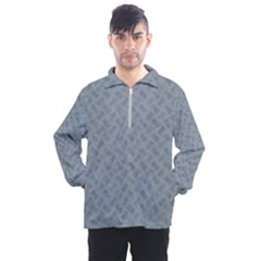 Grey Diamond Plate Metal Texture Men s Half Zip Pullover by SpinnyChairDesigns