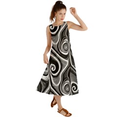 Abstract Black And White Swirls Spirals Summer Maxi Dress by SpinnyChairDesigns