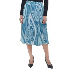 Abstract Blue White Spirals Swirls Classic Velour Midi Skirt  by SpinnyChairDesigns