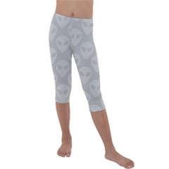 Grey Aliens Ufo Kids  Lightweight Velour Capri Leggings  by SpinnyChairDesigns