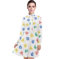 Cute Cartoon Germs Viruses Microbes Long Sleeve Chiffon Shirt Dress by SpinnyChairDesigns