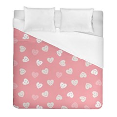 Cute Pink And White Hearts Duvet Cover (full/ Double Size) by SpinnyChairDesigns