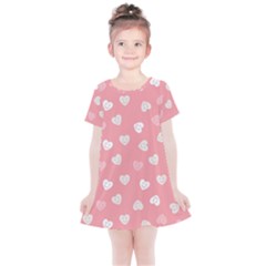 Cute Pink And White Hearts Kids  Simple Cotton Dress by SpinnyChairDesigns