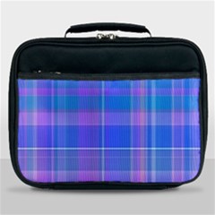 Madras Plaid Blue Purple Lunch Bag by SpinnyChairDesigns
