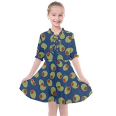 Green Olives With Pimentos Kids  All Frills Chiffon Dress by SpinnyChairDesigns