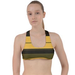 Vintage Yellow Criss Cross Racerback Sports Bra by tmsartbazaar