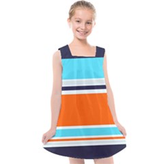 Tri Color Stripes Kids  Cross Back Dress by tmsartbazaar