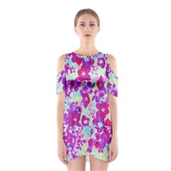 Spring Flowers Garden Shoulder Cutout One Piece Dress by DinkovaArt