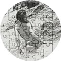 Beauty at the beach, bikini girl bathing in bay Wooden Puzzle Round View1