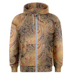 Terra Cotta Persian Orange Spirals Swirls Pattern Men s Zipper Hoodie by SpinnyChairDesigns