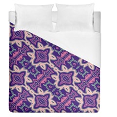 Amethyst And Pink Checkered Stripes Duvet Cover (queen Size) by SpinnyChairDesigns