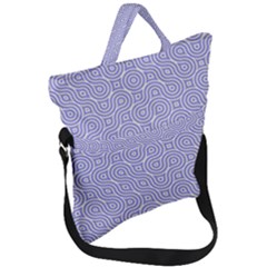 Royal Purple Grey And White Truchet Pattern Fold Over Handle Tote Bag by SpinnyChairDesigns