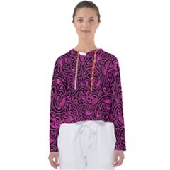 Hot Pink And Black Paisley Swirls Women s Slouchy Sweat by SpinnyChairDesigns