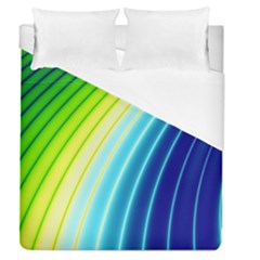 Sporty Stripes Swoosh Green Blue Duvet Cover (queen Size) by SpinnyChairDesigns