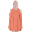 Appreciating Apricot Velvet Long Sleeve Shoulder Cutout Dress View1