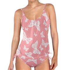 Pink And White Butterflies Tankini Set by SpinnyChairDesigns