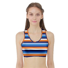 Ocean Blue Stripes Sports Bra With Border by tmsartbazaar