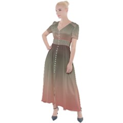 Tea Rose And Sage Gradient Ombre Colors Button Up Short Sleeve Maxi Dress by SpinnyChairDesigns