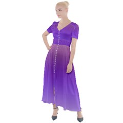 Plum And Violet Purple Gradient Ombre Color Button Up Short Sleeve Maxi Dress by SpinnyChairDesigns