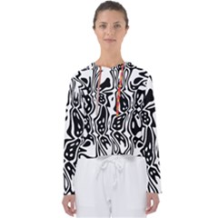 Black And White Abstract Stripe Pattern Women s Slouchy Sweat by SpinnyChairDesigns