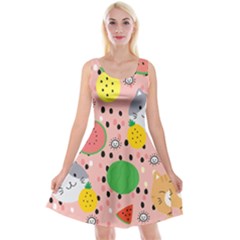 Cats And Fruits  Reversible Velvet Sleeveless Dress by Sobalvarro