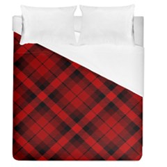 Red And Black Plaid Stripes Duvet Cover (queen Size) by SpinnyChairDesigns