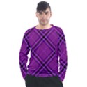 Purple and Black Plaid Men s Long Sleeve Raglan Tee View1