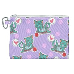 Playing Cats Canvas Cosmetic Bag (xl) by Sobalvarro