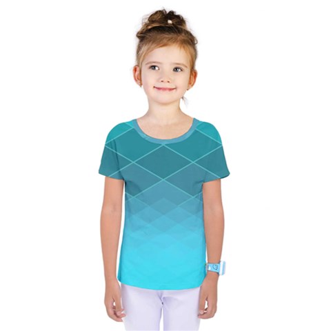 Aqua Blue And Teal Color Diamonds Kids  One Piece Tee by SpinnyChairDesigns