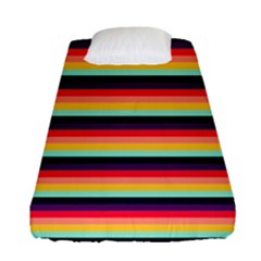 Contrast Rainbow Stripes Fitted Sheet (single Size) by tmsartbazaar